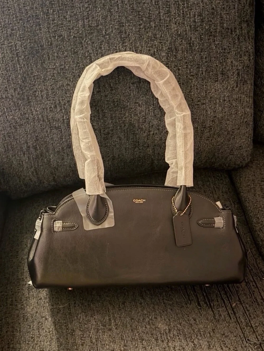 Coach Empire Carryall Bag 34 in Brass/Black Glazed Leather CCM57 NWT